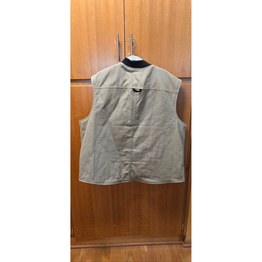 40 Grit Duluth Trading Co Vest Mens 2XL Khaki Canvas Quilted Insulated Workwear